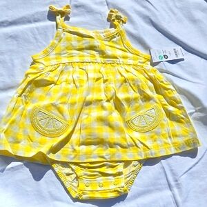 Yellow Gingham Baby Dress with Lemon Pockets